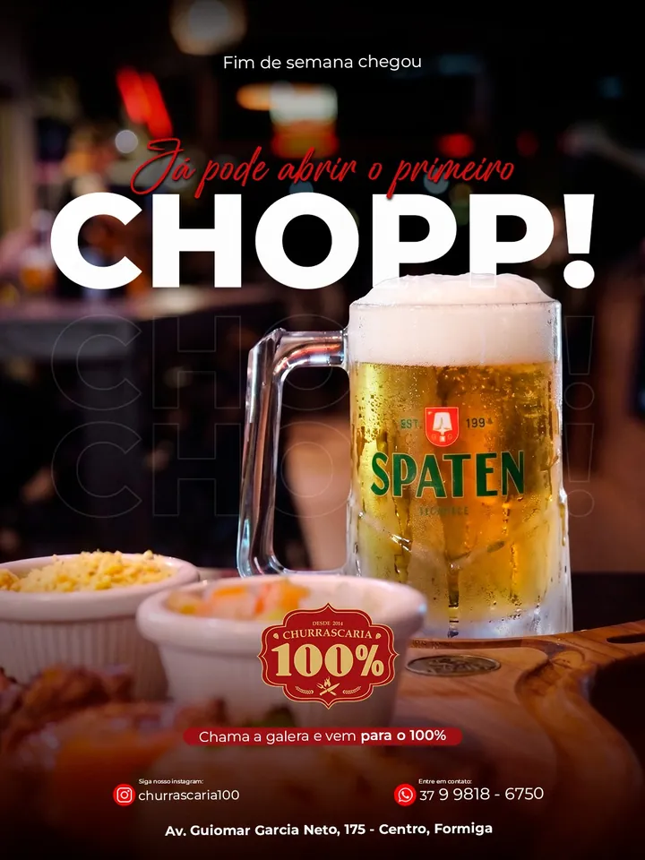 Arte para Instagram: Churrascaria 100%