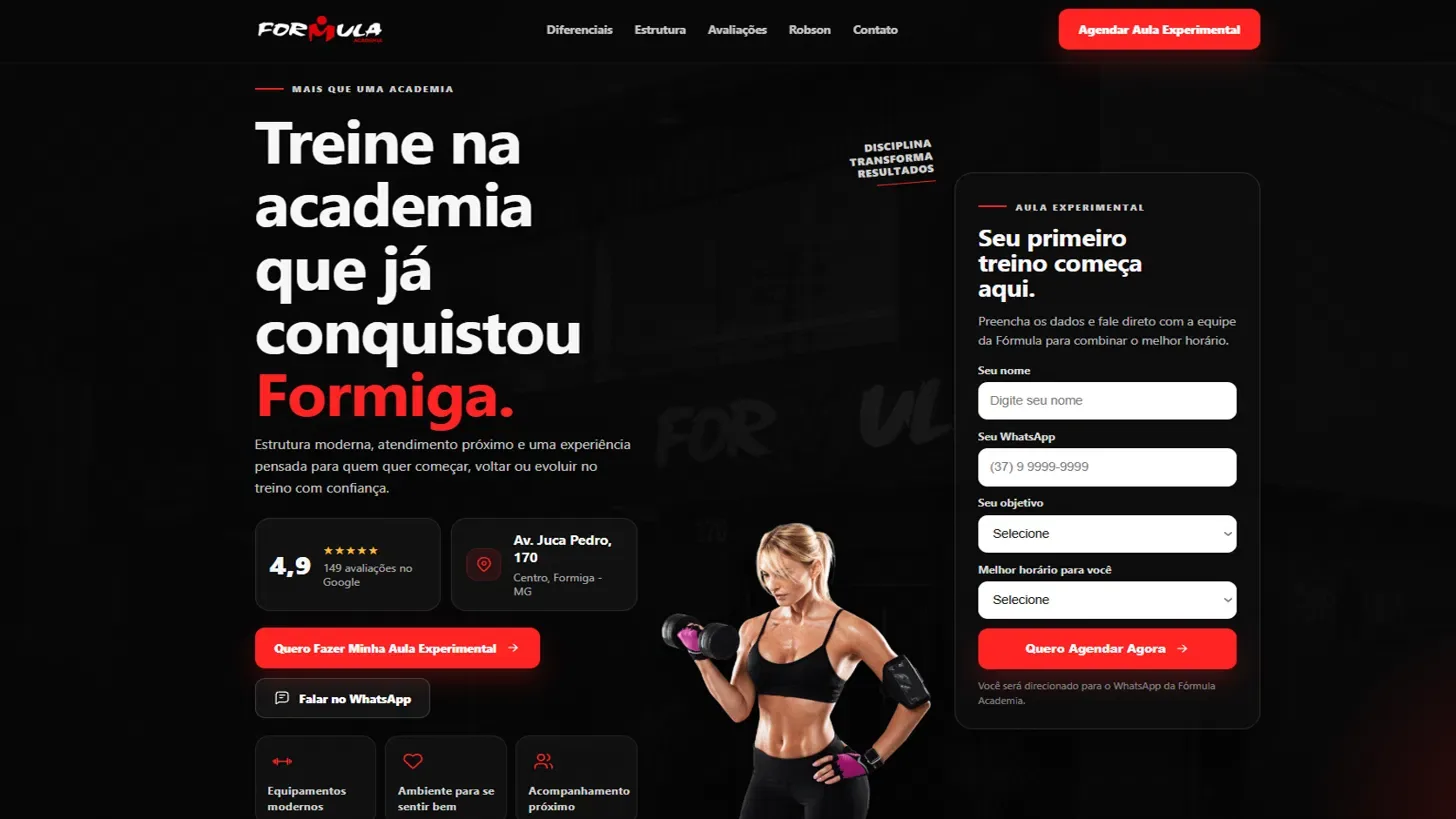 Site do projeto Fórmula Academia