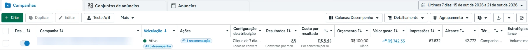 Print do Gerenciador de Anúncios