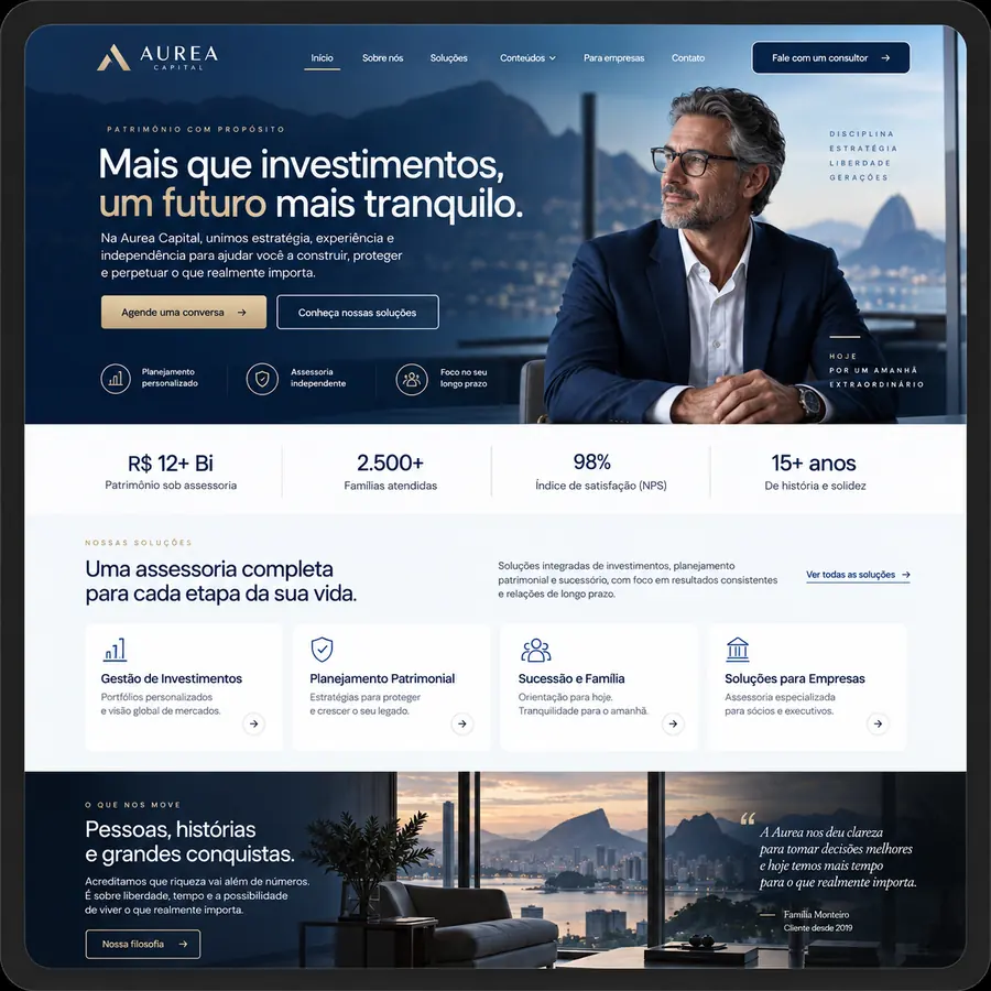 Aurea Capital: Finanças · Landing page
